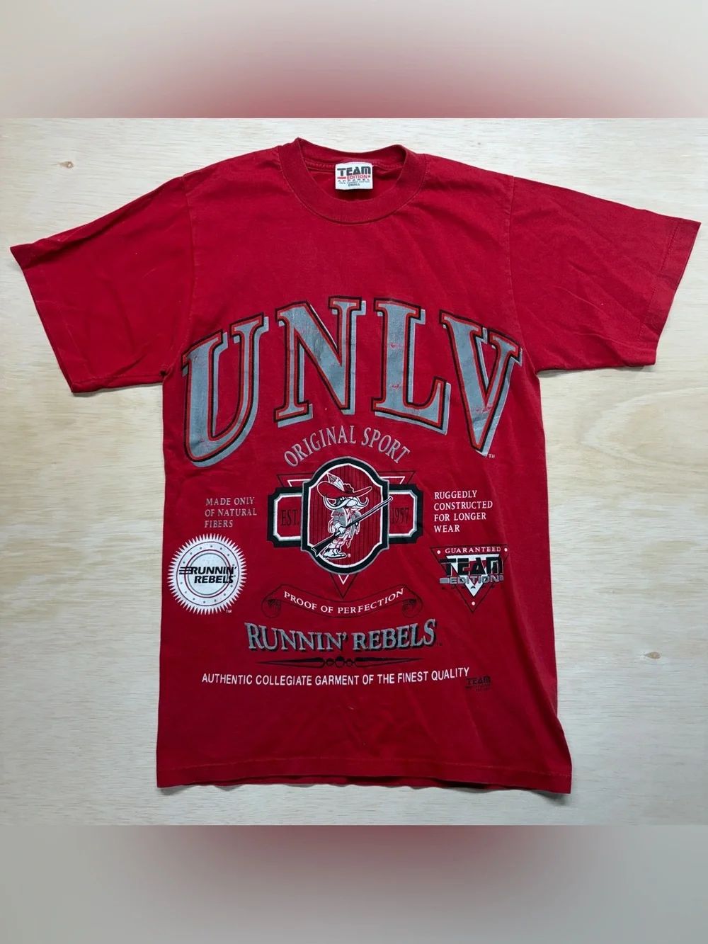 Vintage 90s UNLV Runnin Rebels T Shirt Small Red Single Stitch Team Edition